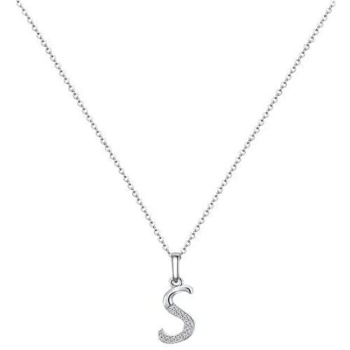 MONOZO Initial Necklace for Women Girls, 14K White Gold Plated Dainty Necklace with Initials, Letter Cubic Zirconia Monogram Small Initial Necklace Gifts for Women Teen Girls BFF Friendship