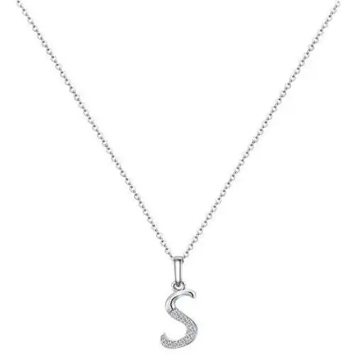 MONOZO Initial Necklace for Women Girls, 14K White Gold Plated Dainty Necklace with Initials, Letter Cubic Zirconia Monogram Small Initial Necklace Gifts for Women Teen Girls BFF Friendship