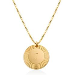 MyNameNecklace Personalized Fontana Initial Round Disc Shape Charm Pendant Necklace in Sterling Silver 925/ Gold Plating- Classic Delicate Jewelry Gift