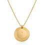 MyNameNecklace Personalized Fontana Initial Round Disc Shape Charm Pendant Necklace in Sterling Silver 925/ Gold Plating- Classic Delicate Jewelry Gift