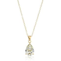 Sterling Silver Swarovski Crystal Teardrop Pendant Necklace, 18''