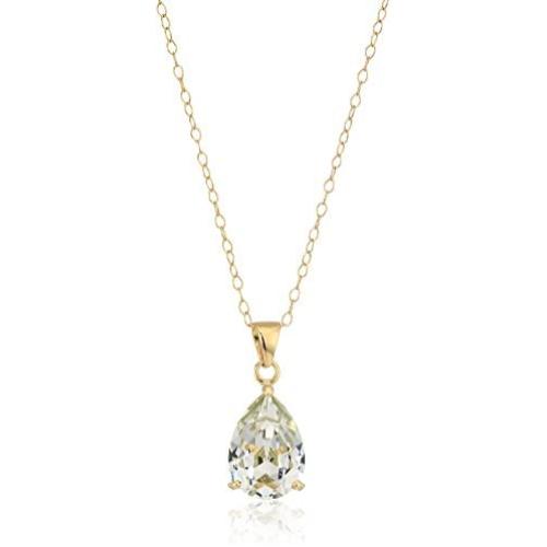 Sterling Silver Swarovski Crystal Teardrop Pendant Necklace, 18''