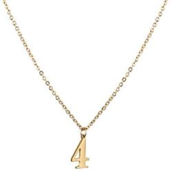 Baffaricco Number Initial Necklace for Women Girls Stainless Steel 0-9 Charm Pendent Necklace with Chain Gold Plated Lucky Necklace