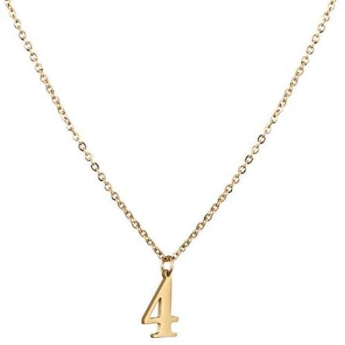 Baffaricco Number Initial Necklace for Women Girls Stainless Steel 0-9 Charm Pendent Necklace with Chain Gold Plated Lucky Necklace