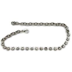 TFJ Women Western Jewelry Boot Bracelet Metal Chain Rhinestones String Shoe Charm Silver Color