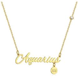 Pacoora 2Pcs 12 Constellation Zodiac Pendant Necklace Letter Disc Horoscope Necklace for Women