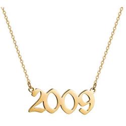 Birth Year Number Necklace Stainless Steel Birth Year Pendant Necklace 14K Real Gold Plated Personalized Birthday Gift for Girl Women
