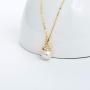 SISGEM 14K Yellow Gold Pearl Necklace for Women Girls Pearl Pendant Necklace with Moissanite Dainty Jewelry Gifts, 16''-18''
