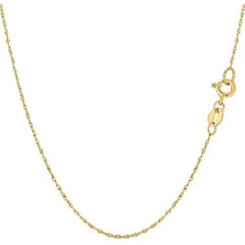 14k REAL Yellow or White or Rose/Pink Gold .50MM Shiny Classic Solid Rope Chain Necklace for Pendants and Charms with Spring-Ring Clasp (16'', 18'' or 20 inch)