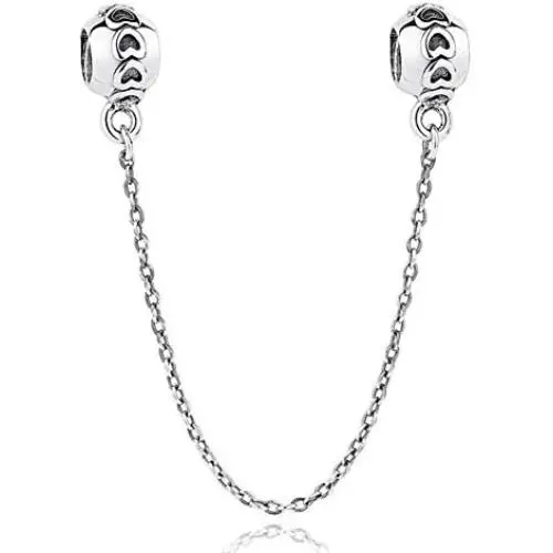 Safety Chain Charms Heart 925 Sterling Silver Beads fit Pandora Charms Bracelet & Necklace Safety Chain Charms Heart 925 Sterling Silver Beads fit Pandora Charms Bracelet & Necklace