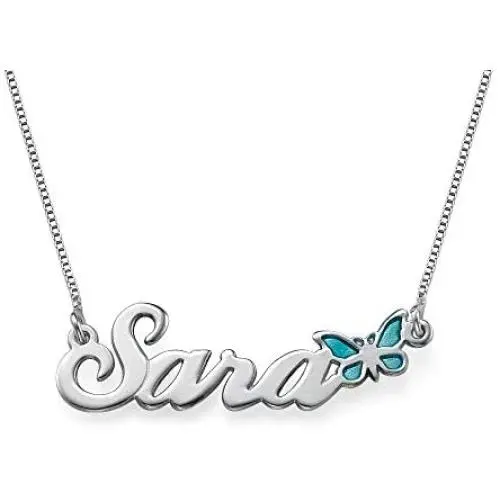 MyNameNecklace Personalized Name Necklace with Butterfly/Heart/Flower Color Charm -Custom Pendant Sterling Silver 925 Nameplate Jewelry Gift MyNameNecklace Personalized Name Necklace with Butterfly/Heart/Flower Color Charm -Custom Pendant Sterling Silver 925 Nameplate Jewelry Gift