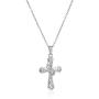 925 Sterling Silver Filigree Openwork''Mom'', Diamond, Cross or Four Leaf Clover Heart Pendant Necklace, 18''