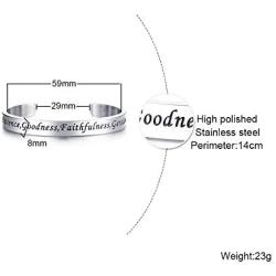 VNOX Christian Jewelry Stainless Steel Fruits of The Spirit Handstamp Inspirational Cuff Bangle Bracelet,7.3''