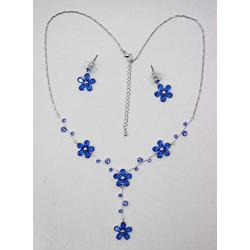 Faship Gorgeous CZ Crystal Floral Necklace Earrings Set