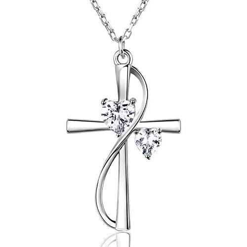 AmorAime Silver Necklace for Women Heart Necklace 925 Sterling Silver Love Necklace Dainty Chain Mothers Day Gifts for Girls