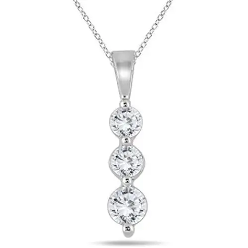 AGS Certified 1/2 Carat TW Three Stone Diamond Pendant in 10K White Gold AGS Certified 1/2 Carat TW Three Stone Diamond Pendant in 10K White Gold