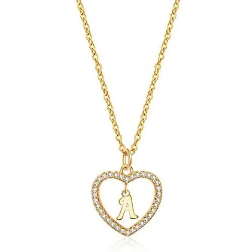 HolyFast Initial Heart Necklace for Women CZ Heart Letter A-Z Name Alphabet Pendant Necklace Valentines Day Gift HolyFast Initial Heart Necklace for Women CZ Heart Letter A-Z Name Alphabet Pendant Necklace Valentines Day Gift