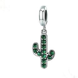 ABAOLA Green Cactus Charm 925 Sterling Silver Botany Charm Beads for Fashion Charms Bracelet & Necklace