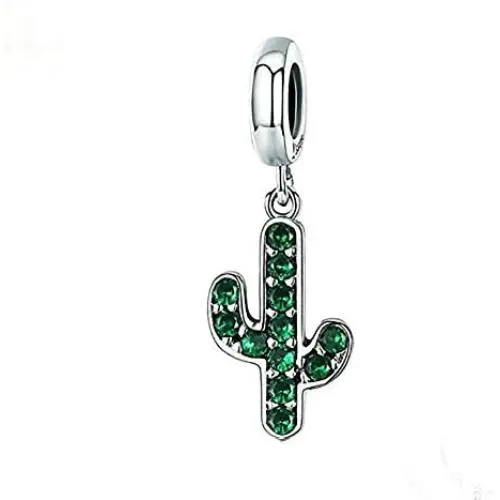 ABAOLA Green Cactus Charm 925 Sterling Silver Botany Charm Beads for Fashion Charms Bracelet & Necklace ABAOLA Green Cactus Charm 925 Sterling Silver Botany Charm Beads for Fashion Charms Bracelet & Necklace