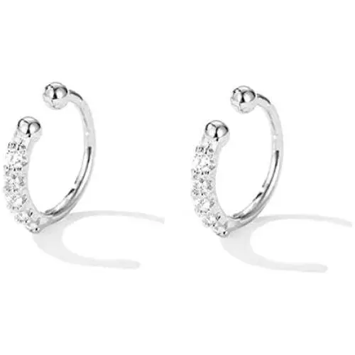 SLUYNZ Sterling Silver CZ Ear Cuff Clip On Earrings for Women No Piercing Cartilage Earrings