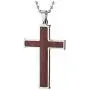 COOLSTEELANDBEYOND Mens Womens Stainless Steel Wood Cross Pendant Necklace 30 inches Ball Chain, Inlay Design COOLSTEELANDBEYOND Mens Womens Stainless Steel Wood Cross Pendant Necklace 30 inches Ball Chain, Inlay Design