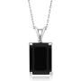 Gem Stone King 925 Sterling Silver Emerald Cut Black Onyx and White Diamond Pendant Necklace For Women (7.38 Cttw, With 18 Inch Silver Chain)