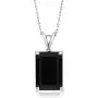 Gem Stone King 925 Sterling Silver Emerald Cut Black Onyx and White Diamond Pendant Necklace For Women (7.38 Cttw, With 18 Inch Silver Chain) Gem Stone King 925 Sterling Silver Emerald Cut Black Onyx and White Diamond Pendant Necklace For Women (7.38 Cttw, With 18 Inch Silver Chain)