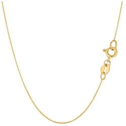 14k Yellow Solid Gold Mirror Box Chain Necklace, 0.6mm