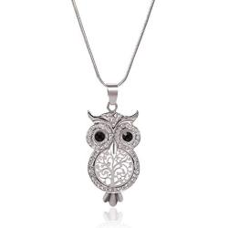 Niumike Crystal Insert Owl Necklace, 18” Lucky Tree Body Pendant Necklaces for Women and Girls