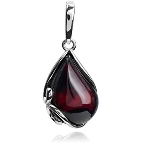Cherry Amber Sterling Silver Tear Drop Pendant