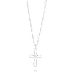 Molly B London Girls Holy Communion Sterling Silver Signature Cherish Cross Necklace | Baby & Girls Jewelry | Christening Jewelry | Holy Communion Gift