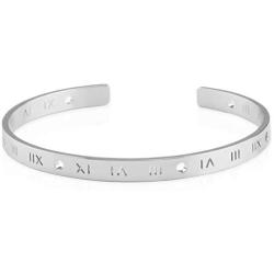 AOOVOO Roman Numeral Bracelets for Men Women, Inspirational Stainless Steel Alloy Cuff Bracelet Personalized Engraved Bangle Bracelet Gift for Teens Girls