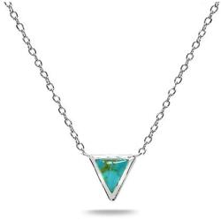 Sterling Silver Polished Inlay Triangle Minimalist Dainty Necklace for Women Girls, Choice of 3