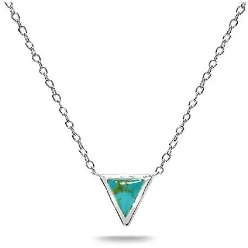 Sterling Silver Polished Inlay Triangle Minimalist Dainty Necklace for Women Girls, Choice of 3
