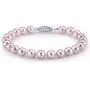 THE PEARL SOURCE Sterling Silver 7-8mm AAA Quality Round Pink Freshwater Cultured Pearl Bracelet for Women