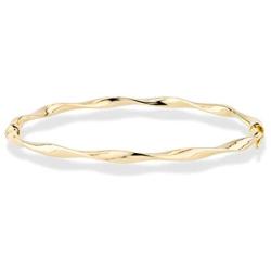 Miabella 18K Gold Over Sterling Silver Italian Oval Twist Hinged Bangle Bracelet for Women Teen Girls 6.75 to 8 Inch 925 Made in Italy