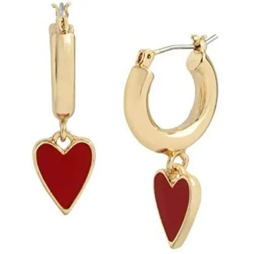 Betsey Johnson Heart Huggie Drop Earrings Betsey Johnson Heart Huggie Drop Earrings