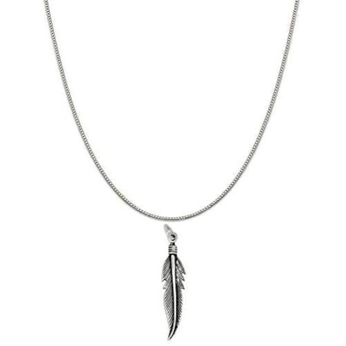 Raposa Elegance Sterling Silver Feather Charm Necklace (16'', 18'' or 20'' Chain)