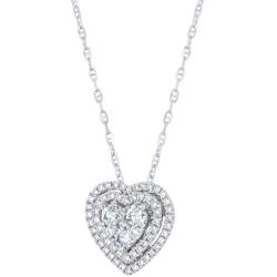 Olivia Paris White Gold 1/2 Ct. Diamond Heart Double Halo Pendant