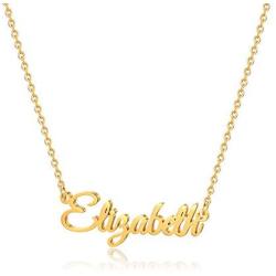 MONOOC Custom Name Necklace Personalized, 14K Gold Plated Personalized Name Necklace Gold Rose Gold Silver Color Stainless Steel Name Plate Necklace for Women Girls Men, Customized Name Word Necklace