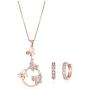 Crystalline Azuria Rose Gold Jewelry Butterflies Jewelry Sets White Zirconia Crystals Pendant Necklace 18'' Huggies Earrings 18K Rose Gold Plated Costume Jewelry for Women