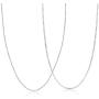 Sllaiss 2Pcs 925 Sterling Silver 1MM Box Chain Necklace For Women Men Cable Chain Necklace 14-36