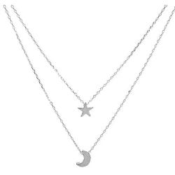 Gbell Simple Womens Doublelayer Necklace Star and Moon Pendant Necklace - Fashion Gold Silver Neck Chains Choker for Teen Girls Ladies Women Party Ball Date Jewelry