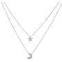Gbell Simple Womens Doublelayer Necklace Star and Moon Pendant Necklace - Fashion Gold Silver Neck Chains Choker for Teen Girls Ladies Women Party Ball Date Jewelry
