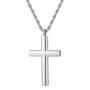 Molike Simple Stainless Steel Cross Pendant Necklace Men Women, 20-24 Inch Twist Rope Chain
