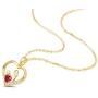 Agvana 14K Solid Real Yellow Gold Genuine Natural Garnet Diamond Mother Daughter Pendant Necklace Anniversary Birthday Gifts Fine Jewelry for Women Girls Mom Grandma Wife Daughter Her, 16+2 Inch