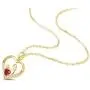 Agvana 14K Solid Real Yellow Gold Genuine Natural Garnet Diamond Mother Daughter Pendant Necklace Anniversary Birthday Gifts Fine Jewelry for Women Girls Mom Grandma Wife Daughter Her, 16+2 Inch