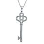 Cubic Zirconia CZ Victorian Style Crown Key Pendant Necklace For Women Girlfriend 14K Gold Plated 925 Sterling Silver