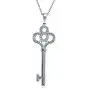 Cubic Zirconia CZ Victorian Style Crown Key Pendant Necklace For Women Girlfriend 14K Gold Plated 925 Sterling Silver
