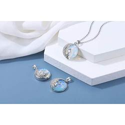 Jovivi Natural Gemstones Moon and Star Healing Crystal Chakra Pendant Necklace with 21.5in Stainless Steel Chain